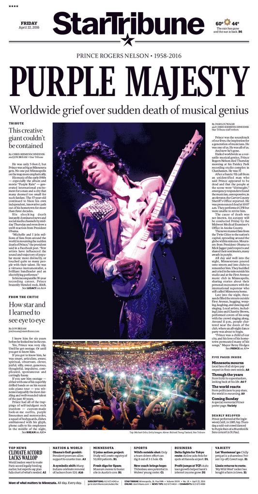 "Purple Majesty" Prince Remembered Page Poster Reprint