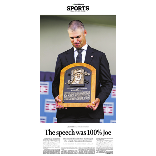 Joe Mauer Inducted to Hall of Fame Poster Page Reprint